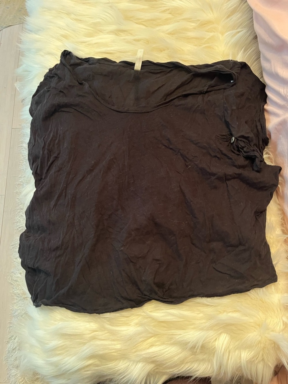 Free People Black Short Sleeve Scoop Neck Tee